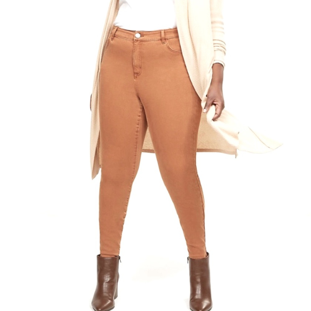 LANE BRYANT Size 28 Brown Rust High Waisted Skinny Jeans